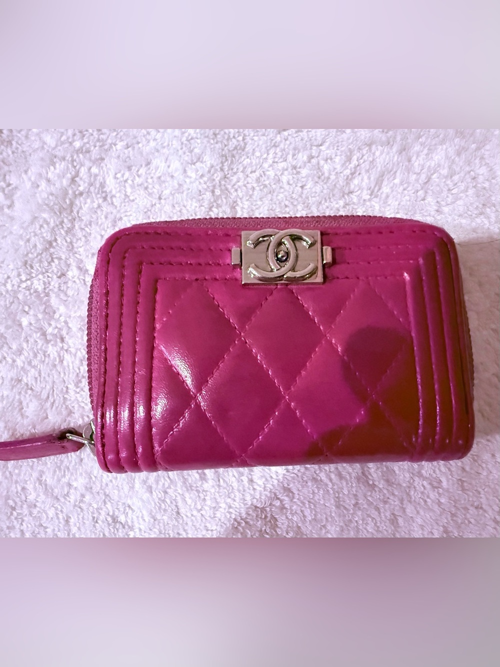 CHANEL Quilted Leather Wallet with Silver CC Hardware